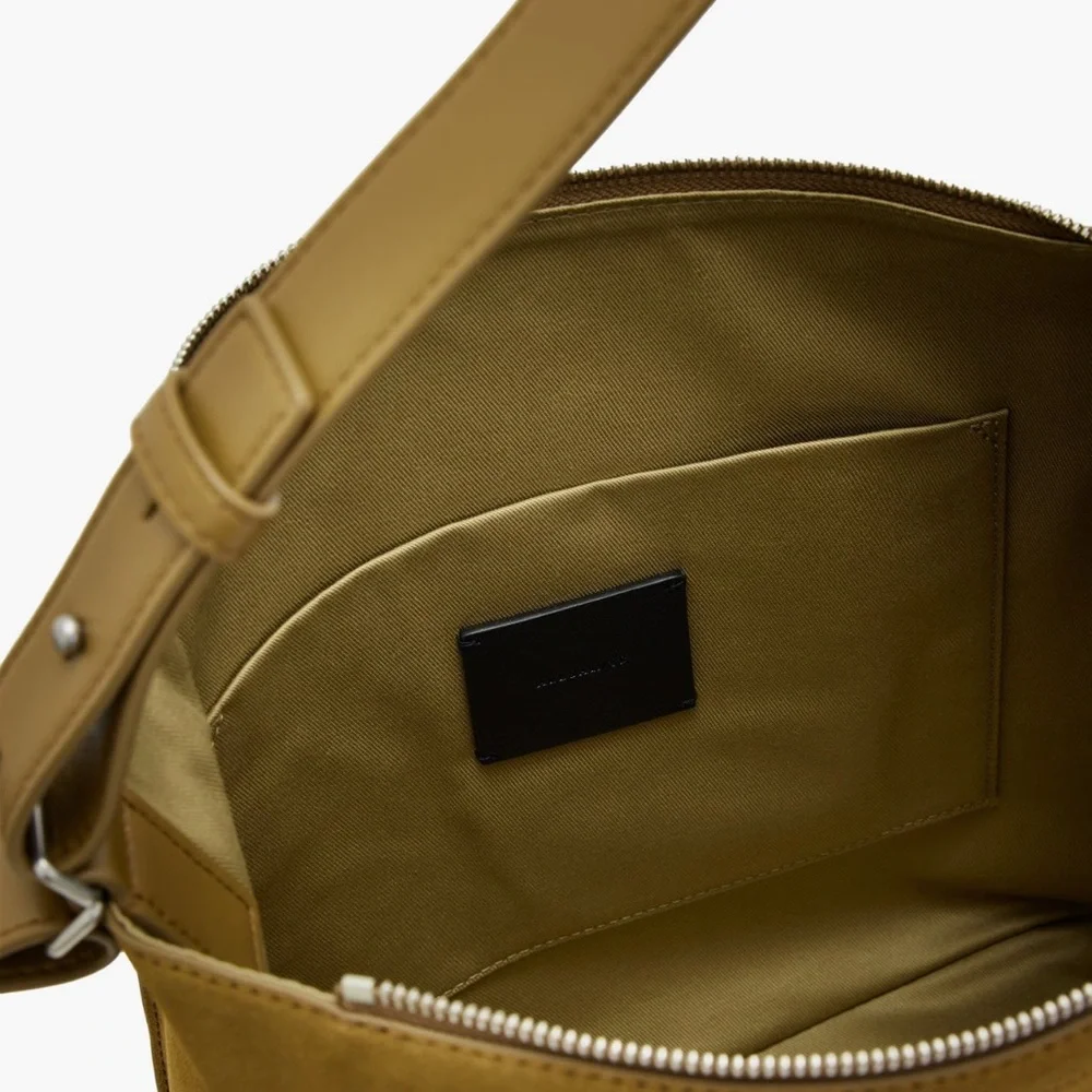 All Saints Kita Suede Messenger Crossbody Bag In Conker Brown